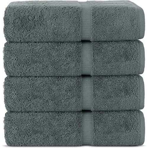 Chakir Turkish Linens 100% Cotton Turkish Towels Bath Towels 4-Piece Dark Gray