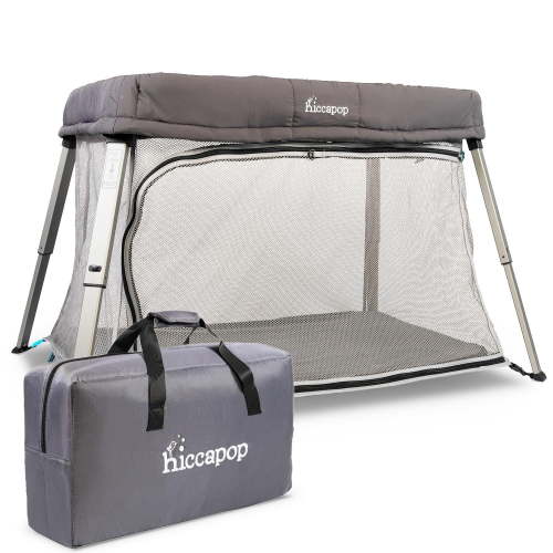 Hiccapop TravelPod Portable Playpen & Travel Crib for Baby, Lightweight, Foldable Portable Crib Playard with Zippered Door, Waterproof Base & Carry Bag