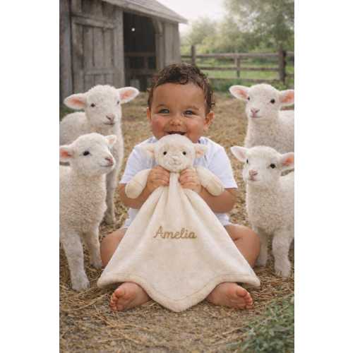 Lovey Lamb personalized embroidered monogrammed security blanket plush comfort animal cuddle toy