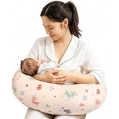 Almohada de lactancia, almohadas de lactancia materna con funda extraíble de tamaño estándar, almohada de lactancia con relleno transpirable, esenciales ergonómicos de lactancia para