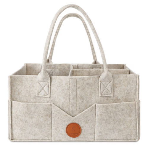 Maliton Baby Diaper Caddy Organizer for Changing Table, Nursery Storage Bin Basket with Handle, Felt Diaper Organizer Suitable for Indoor Outdoor (Khaki)