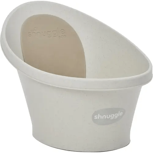 Shnuggle ECO Newborn Baby Bath | Recycled Material with Built-in Support Bump and Soft Backrest | Suitable from Newborn | Includes Water Plug | Cookies and Cream Colour | Beige Taupe Speckled