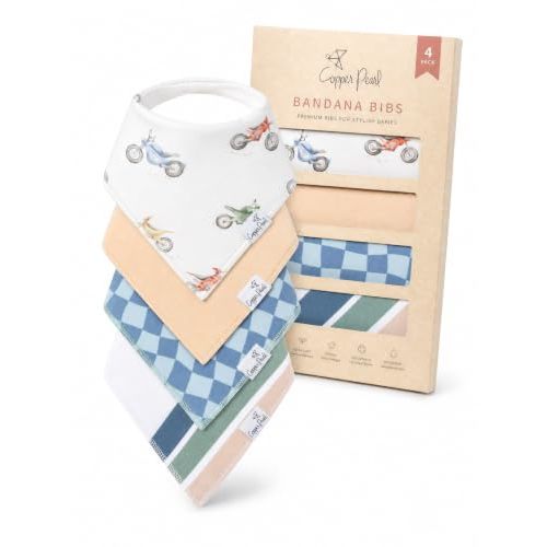 Copper Pearl Baby Bibs 4 Pack, Bandana Drool Bibs for Baby Girl & Boy, Soft Cotton Bibs for Drooling and Teething