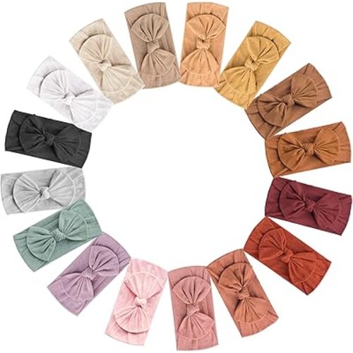 Prohouse 16PCS Baby Nylon Headbands Hairbands Hair Bow Elastics for Baby Girls Newborn Infant Toddlers Kids