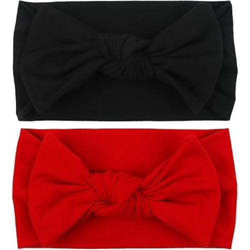 LemonSpace Handmade Baby headbands bows for Newborn Red Black 2Pcs