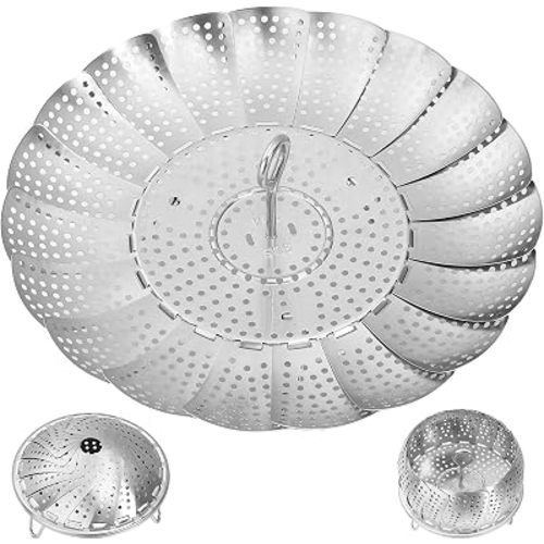 Steamer Basket for Cooking 304 Stainless Steel Entirely Thickened,Collapsible Steamer Insert for Pots, Fits Instant Pot/Skillets (6'' To 10'')