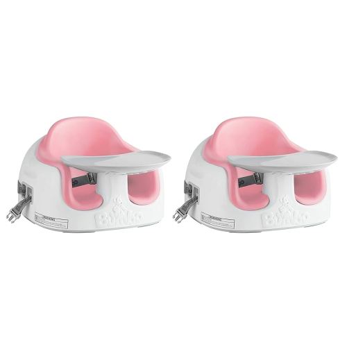 Bumbo 2 Pack 3-in-1 Multi-Seat for 6 to 36 Months, Travel Baby Feeding and Play Floor Seat, All-in-One Portable Booster with Tray & Toddler High Chair, Cradle Pink