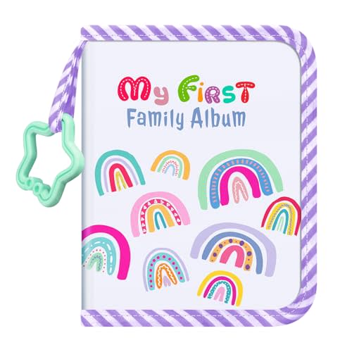 Fintie Baby Photo Album 4x6 Inch, 18 Photos My First Family Album Book with Soft Cloth Cover & Hook for Newborn/Toddlers/Kids/Baby Shower Memory Birthday Gifts, Dreamy Rainbow