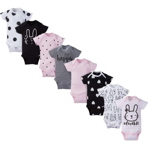 8-Pack Baby Girls Bunny Short-Sleeve Onesies® Bodysuits – Gerber Childrenswear