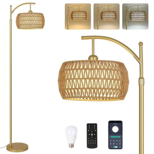 KTMBDW Dimmable Floor Lamp, LED Edison Bulb Included, Arc Floor Lamps for Living Room Modern Standing Lamp with Linen Shade for Bedroom Office