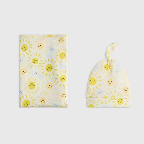 Quince Bamboo Swaddle & Hat Layette Set - Sunshine