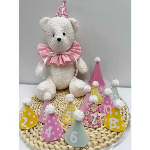 Pink  Baby Monthly Milestone Hat Set – Handmade Keepsake for Baby’s First Year
