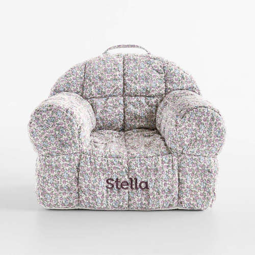 Large Sunset Purple Floral Puffy Cotton Kids Lounge Nod Chair