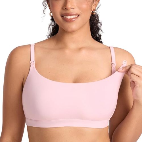 MOMANDA Cotton Nursing Sleep Bras for Breastfeeding Seamless Maternity Bralettes Ultra Soft with Pads