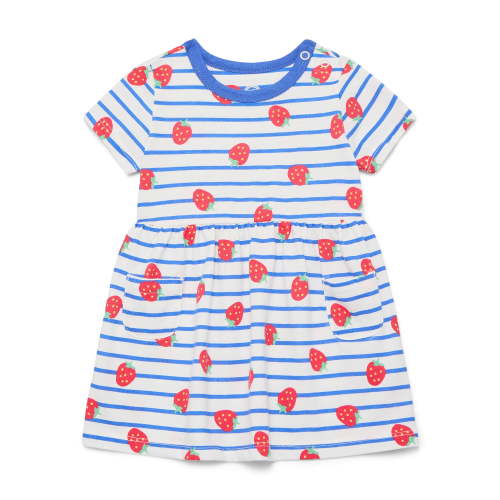 Wonder Nation Baby Girls Dress with Short Sleeves, Sizes 0-24 Months