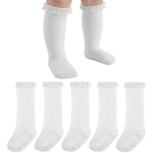Baby Girl Knee High Socks Newborn Infant Toddler Cotton Ruffle Long Socks Non Slip Stockings Dress Sock