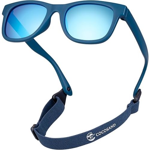 COCOSAND Flexible Baby Sunglasses with Strap Polarized UV Protection for Toddler Infant Newborn Boy Girl Age 0-24 Months