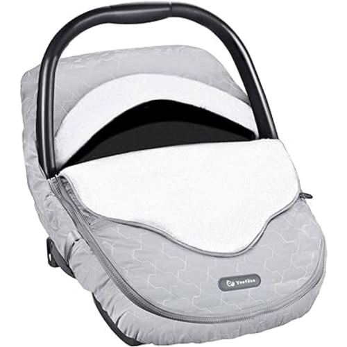 Yoofoss Baby Car Seat Cover Winter Carseat Canopies Cover to Protect Baby from Cold Wind, Super Warm Plush Fleece Baby Carrier Cover for Infant Boys Girls (Grey)