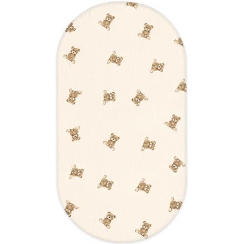 Organic Baby Bassinet Sheets 33”x17” 100% Muslin Cotton for Baby Girl Boy, Soft Fitted Mattress Pad Cover Compatible with Halo BassiNest Swivel Sleeper, Graco, Baby Delight, Chicco, Angelbliss