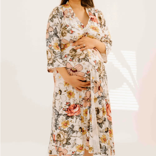 Lila Labor & Postpartum Gown in Vintage Floral
