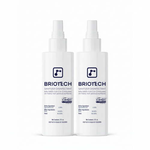 Briotech Sanitizer Disinfectant, Kill 99.99% of Viruses & Bacteria, Control Mold, Travel Size, 2 fl oz (2 Pack)