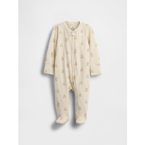 Baby Winnie The Pooh Organic Cotton Footed One-Piece