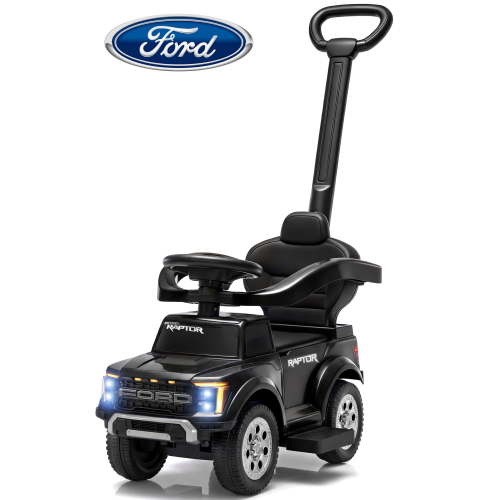 iRerts Ride on Push Cars 3 in 1, Licensed Ford F 150 Toddlers Ride on Toy for Kids, Foot to Floor Sliding Car with Horn, Light, Handle, Under Seat Storage, Stroller Push Cars for Toddlers 1-3, Black