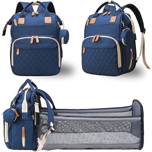 Diaper Bag with Changing Station, Waterproof 3 in 1 Baby Diaper Backpack with Foldable Changing Pad, Large Travel Back Pack for Baby Girl Boy, Baby essentials, Blue