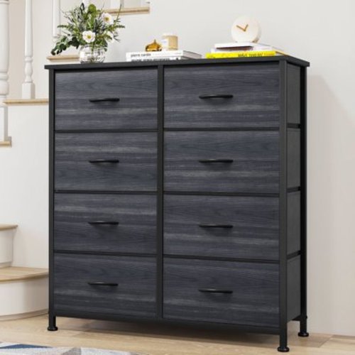 DEXTRUS Charcoal Black 8-Drawer Fabric Dresser for Bedroom, Storage Tower for Adults & Teens, Closet