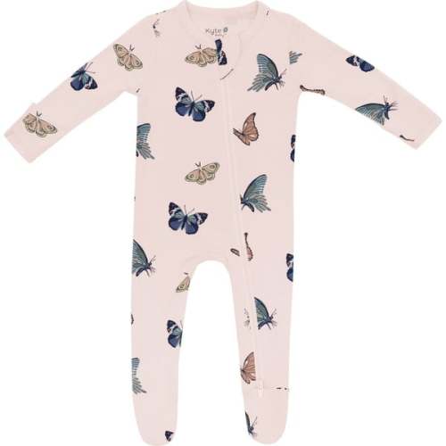 Zippered Footie in Blush Butterfly
