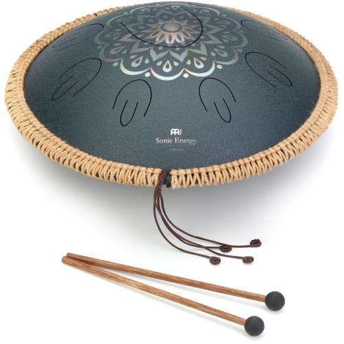 Meinl Sonic Energy 16-inch Steel Tongue Drum - D Amara, Navy Blue Engraved Floral