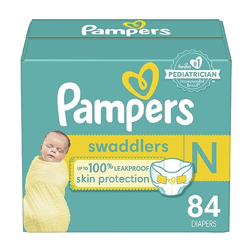 Pampers Baby Diapers - Swaddlers - Size 0, 84 Count, Ultra Absorbent Disposable Newborn Diaper