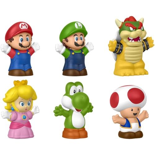 Fisher-Price Little People My Mario 6-Piece Character Figure Set | Pretend Play with Mario, Luigi, Princess Peach, Toad, Yoshi and Bowser figures, Toddlers & Kids Ages 18+ Months