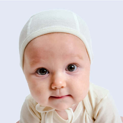 Hocosa Pilot-Style Baby Cap in Organic Wool/Silk Blend – Danish Woolen Delight