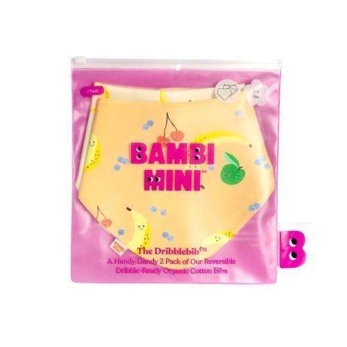 Bambi Mini Co. Dribblebib Unisex Fruit Salad and Bananas Reverse Bibs 2 Pack