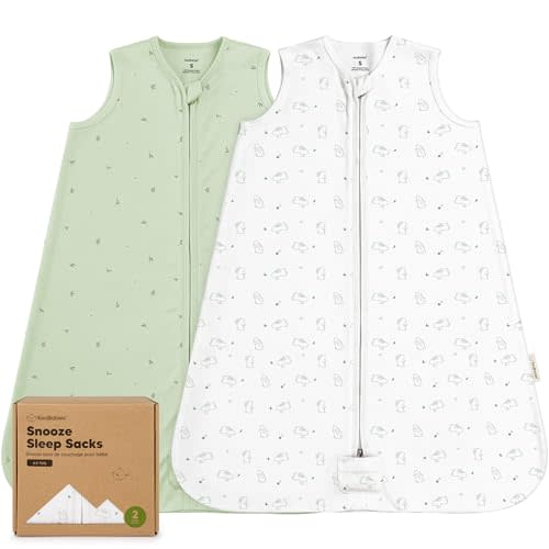 2-Pack Baby Sleep Sacks, Zipper Wearable Blanket - 0.5TOG Organic Cotton, Lightweight, Soft Cozy Infant Sleeping Sack 3-6 months, Easy to Wear Small Newborn Transition Swaddles Sleepsacks (Bunnies)