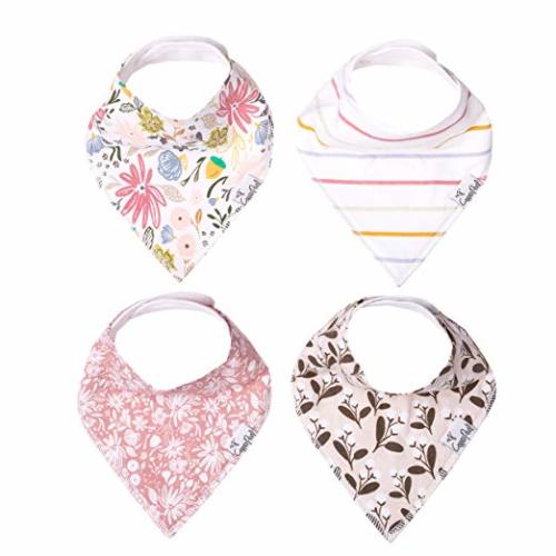 Baby Bandana Drool Bibs for Drooling and Teething 4 Pack Gift Set for Girls “Olive” by Copper Pearl
