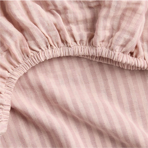 Supersoft Striped Lilac Rose Organic Cotton Gauze Baby Crib Fitted Sheet