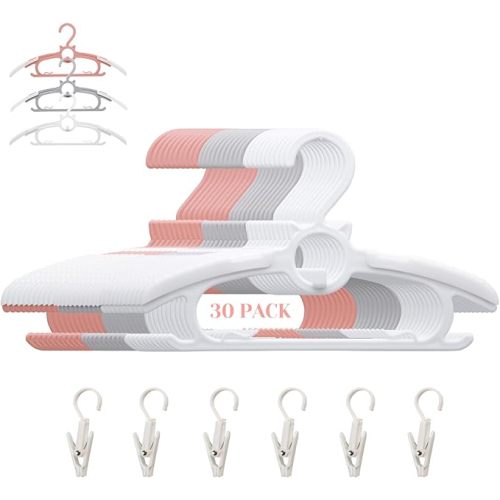 Baby Nursery Closet Hangers, Non-Slip and Extendable Laundry Infant Pant Hanger for Newborn Clothes 30pcs hangers11-14'' Adjustable Children Coat Hanger for Girl Boy Toddler Kids Child