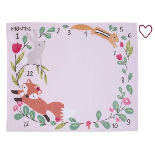 NoJo Woodland Animals Super Soft Photo Op Milestone Baby Blanket - Pink