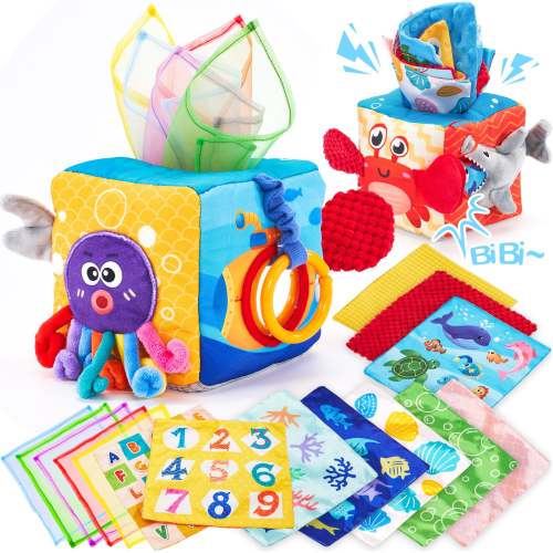 Montessori Baby Tissue Box Toy Marine Theme