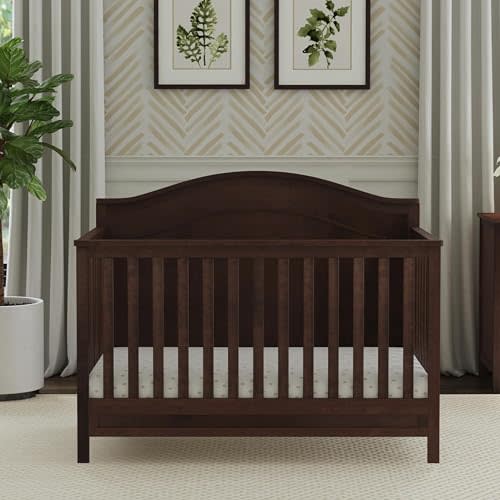 daVinci Charlie 4-in-1 Baby Crib Convertible to Toddler Bed, Daybed, Full-Size Bed, Easy Assembly - GREENGUARD Gold Certified - 4 Adjustable Mattress Heights, Conversion Kit Sold Separately - Espresso