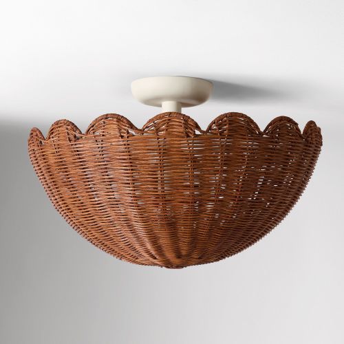 Rattan Bubble Flush Mount (18")