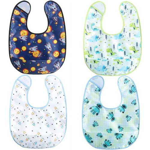 Baby bibs Waterproof Toddler bib - Feeding bib with Pocket for Infant Boy Girl Washable 6-36M
