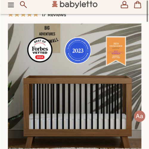 Babyletto Hudson 3-in-1 Convertible Crib with Toddler Bed Conversion Kit