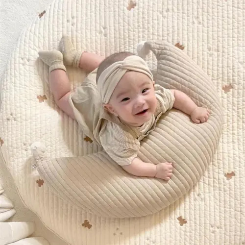 Washable Newborn Baby Nursing Pillows Cotton Soft Breastfeeding Pillow Moon Shape Infant Feeding Waist Cushion Room Decoration