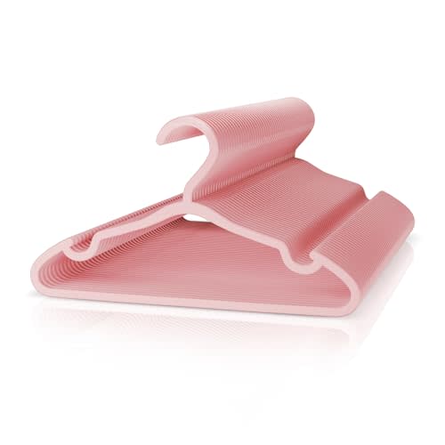 VILICK Plastic Kids Hangers - 50 Pack Non-Slip Baby Clothes Hangers for Closet, Toddler & Newborn Clothing Pants, Skirts, Coats (Pink)