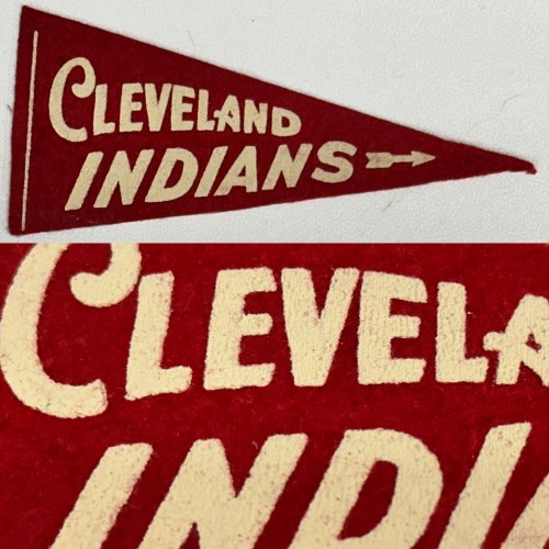 1960s Cleveland Indians Mini Pennant Flag Banner 2.5x5.5 Ohio Wahoo Red