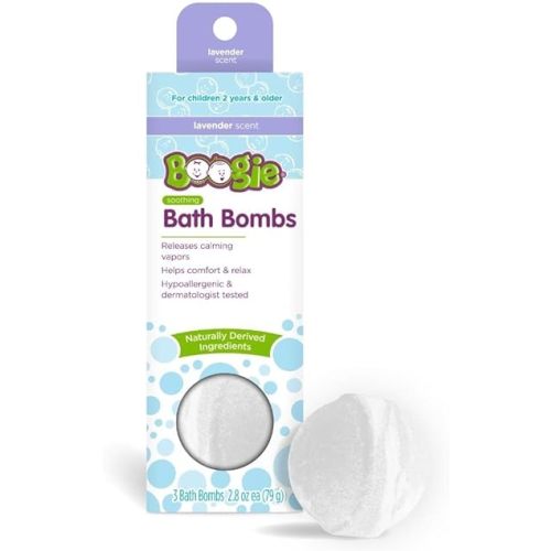 Boogie Kids Bath Bombs, Naturally Derived, Made with Aloe and Calming Vapors, Lavender, 3 Bath Bombs, 2.8 oz, Pack of 1