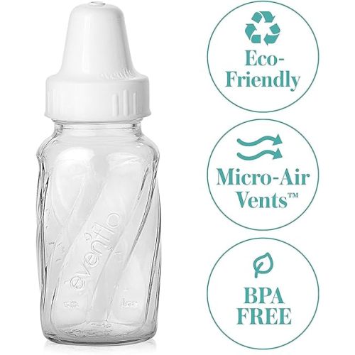 Evenflo Feeding Classic Glass, Twist Bottles, 4 Oz, 6 Bottles.